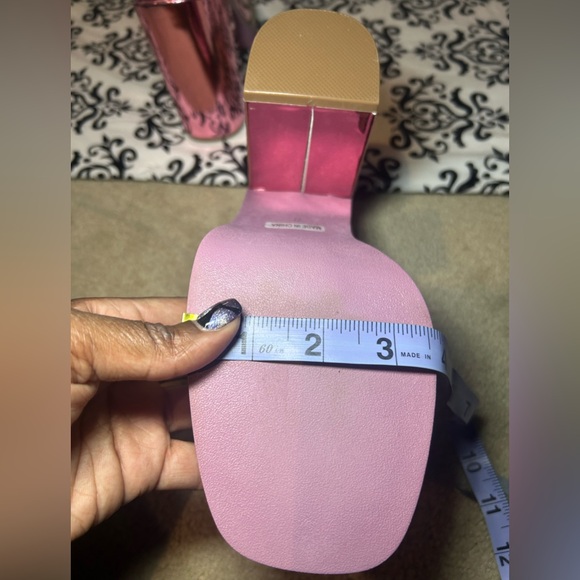 NWOT Pink Metallic Platform Heels Mary Jane - Picture 10 of 11